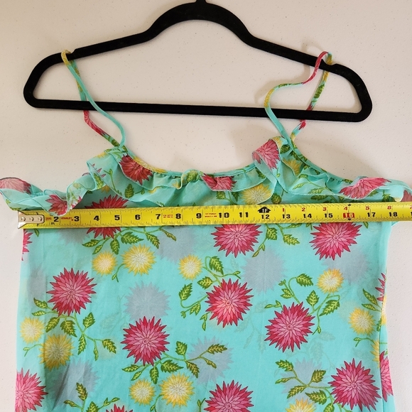 Vintage Blue Floral Nightie Lingerie Sheer Slip Dress 90s Y2K Mini Romantic cute - Picture 9 of 10